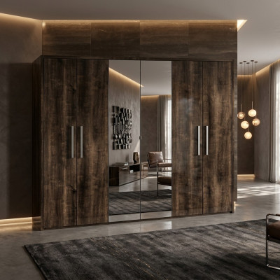 xxl armoire avec 6 portes mobiles design bois luxe miroir nouveau