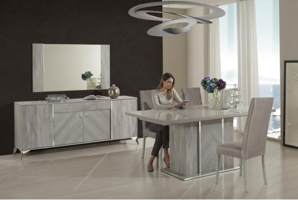 Commode miroir ensemble design en bois pour chambre à coucher