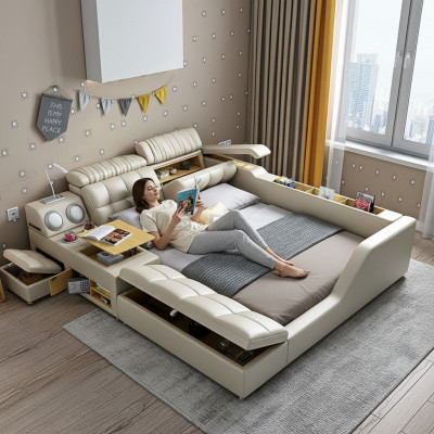 Lit double Lit rembourré Chambre Lit 180x200cm Lit multifonctionnels Lits