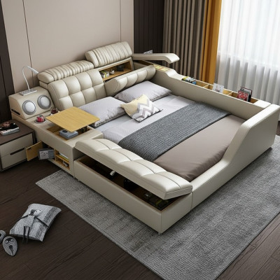 Lit double Lit rembourré Chambre Lit 180x200cm Lit multifonctionnels Lits