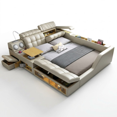 Lit double Lit rembourré Chambre Lit 180x200cm Lit multifonctionnels Lits