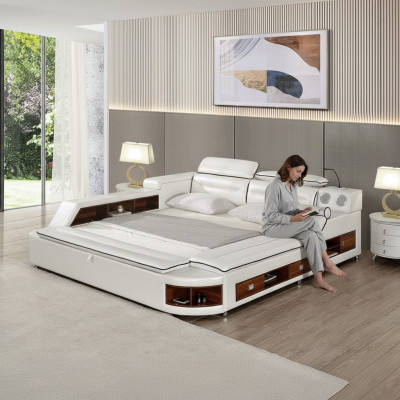 Conception de lits en cuir hôtel double étagère chaise longue de massage multifonction s lit