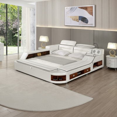 Conception de lits en cuir hôtel double étagère chaise longue de massage multifonction s lit