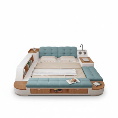 Literie lits modernes multifonctionnels pour hôtels de luxe en cuir design double nouveau