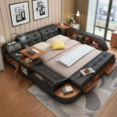 Lits Hôtel Moderne Multifonctions De Luxe Double Design Cuir