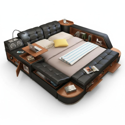 Lits Hôtel Moderne Multifonctions De Luxe Double Design Cuir