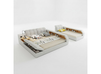 Lits en cuir design Hôtel Double Étagère de rangement 180x200 Multifonction