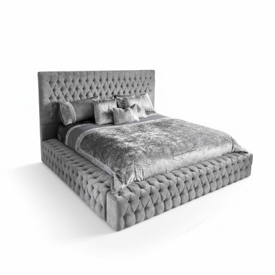 Lits doubles Chambre de sommeil pour mariage Cuir Hôtel neuf Lit Rembourrage Design Luxe Métal