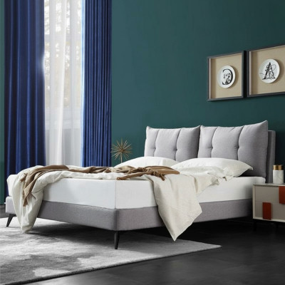 Lit Double en Cuir Beige 180x200 Chambre de Sommeil en Cuir Design