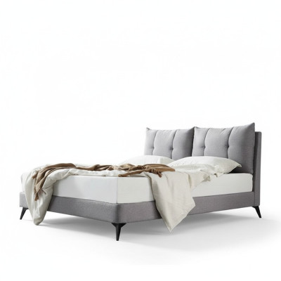 Lit Double en Cuir Beige 180x200 Chambre de Sommeil en Cuir Design