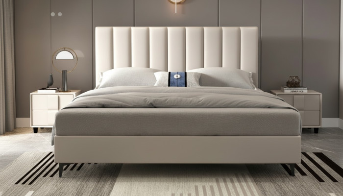Conception de lits en bois et cuir 180x200 cm Meubles pour chambres d'hôtel lits
