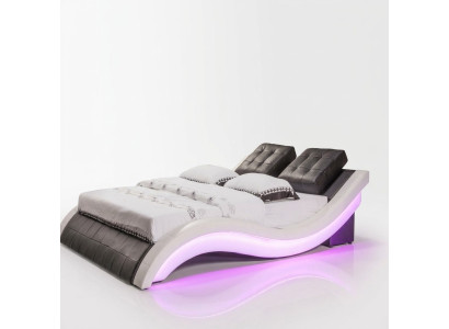 Conception de lit de luxe Lits Mobilier de chambre à coucher à LED numérique Cuir Double
