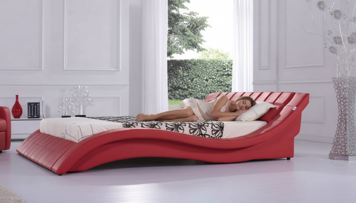 Lit double Lit Double XXL en cuir Cadre neuf Lit double Rembourrage de designer