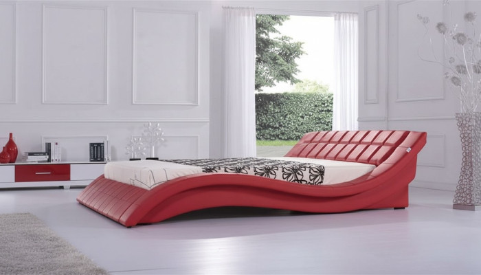 Lit double Lit Double XXL en cuir Cadre neuf Lit double Rembourrage de designer
