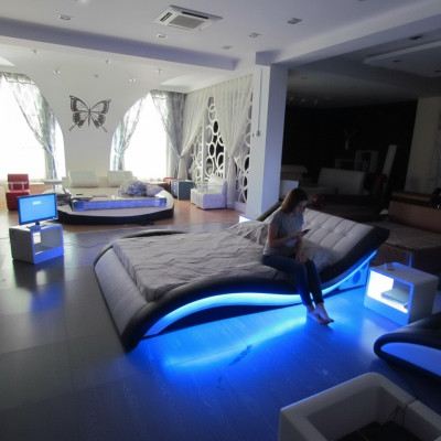 Design de lit de luxe Lits numériques USB Mobilier de chambre en cuir Double