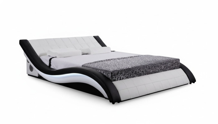 Conception de lit USB numérique Lits de luxe en cuir Mobilier de chambre à coucher Double