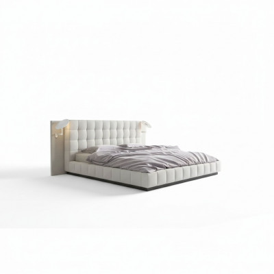 Cadre moderne, lit en cuir de design hôtelier de luxe
