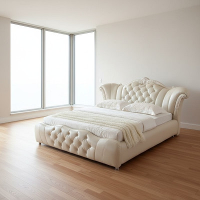 Conception lit Chesterfield Tissu Velours Rembourrage Hôtel Lits en Cuir Chambre