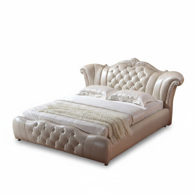 Conception lit Chesterfield Tissu Velours Rembourrage Hôtel Lits en Cuir Chambre