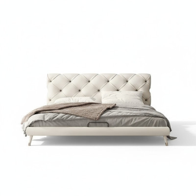 Lits 180x200cm Chambre de sommeil Tissu Textile Lit Design Chesterfield Luxe