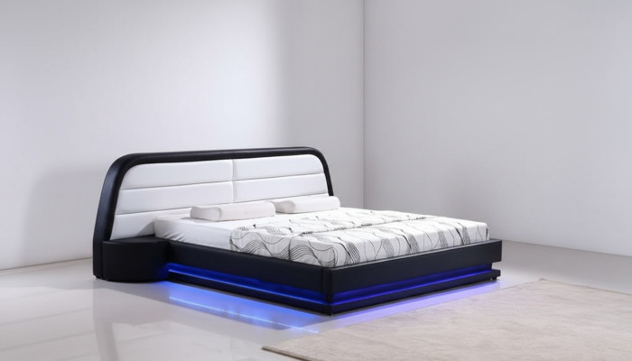 Lits Textile Cuir Hôtel de Luxe Rembourrage Design Bois Lit de Designer
