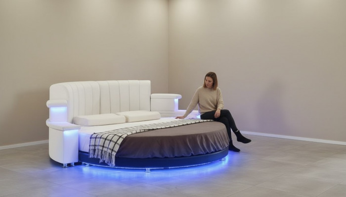 Lit rond Mobilier Moderne Lits de Luxe Cadre de lit 200x200 Rond