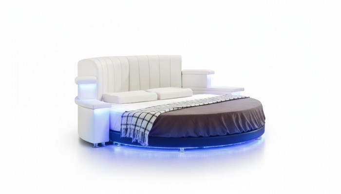 Lit rond Mobilier Moderne Lits de Luxe Cadre de lit 200x200 Rond