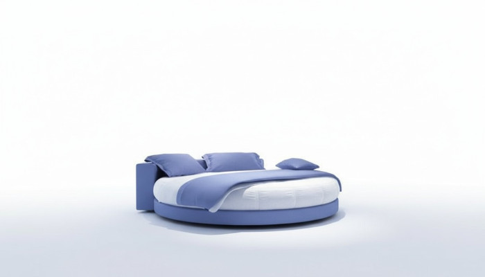 Lit en cuir rond 200x200 Luxe Lits ronds Rembourrage Hôtel en tissu rond