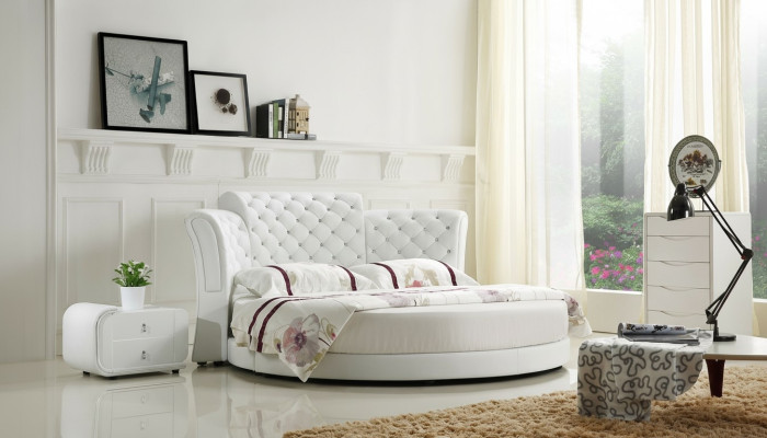 Chesterfield lit rond Mobilier d'ameublement Lits Chambre à coucher Lit en cuir Hôtel