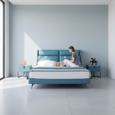 Lits Doubles Hôtel Chambre en bois neuf 180x200cm Design de la literie de lit