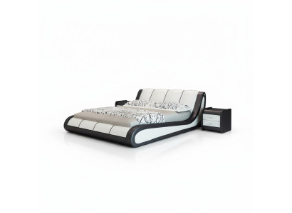 Lits Mobilier de chambre de luxe Lit double Design Tissu Hotel Bleu