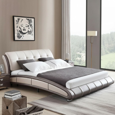 Conception Lit en Cuir Rembourrage Double Lits d'Hôtel Chambre de Sommeil Mariage 180x200 cm