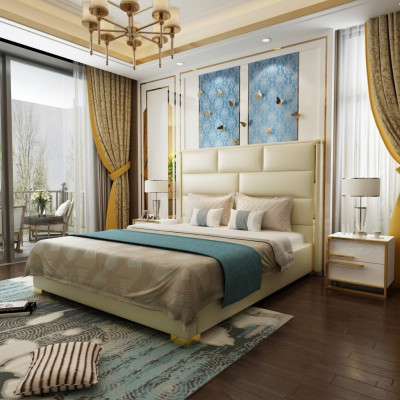 Designer lit double lit chambre lits chambre cuir hôtel luxe rembourrage