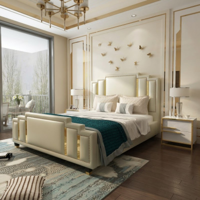 Lits Chambre Double Luxe Mariage Hôtel Lit Designer 180x200 Cuir