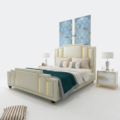 Lits Chambre Double Luxe Mariage Hôtel Lit Designer 180x200 Cuir