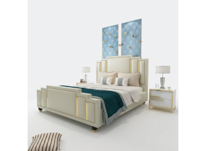 Lits Chambre Double Luxe Mariage Hôtel Lit Designer 180x200 Cuir
