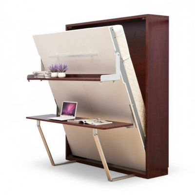 Étagère de bureau Lit 2en1 Armoire fonctionnelle Mobilier de lit Table Lit mural Lits