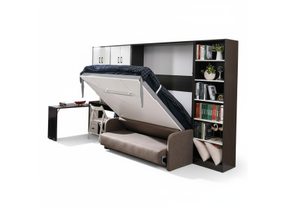 Armoire Lit avec canapé Rembourrage Armoires murales Lit pliant Mobilier de couchage + Canapé nouveau