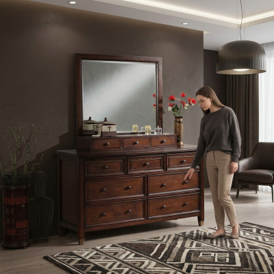 Buffet bahut commode avec miroir Véritable bois d'artisanat classique Buffet
