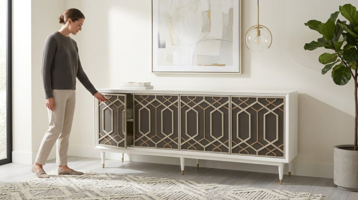 Mobilier de design Commodes de luxe Meuble bas Salle de séjour Buffet moderne Armoires en bois