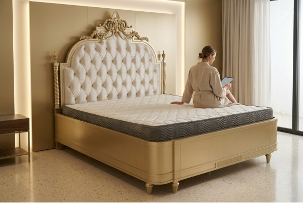 Chesterfield Bois Lit Double Lits Design Rembourrage Lit Mariage Chambre 180x200