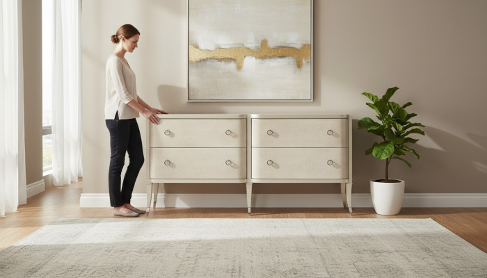 Commode moderne de luxe italienne Design Mobilier Rembourrage Bois Console Buffet Bas