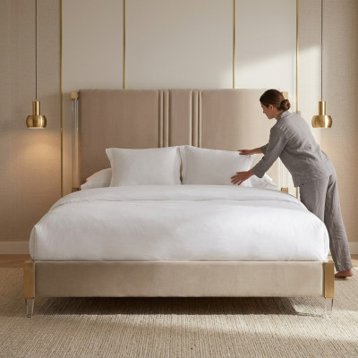 Lits doubles de luxe pour hôtel Chambre de couchage en cuir 180x200cm Nouveau design de rembourrage de lit