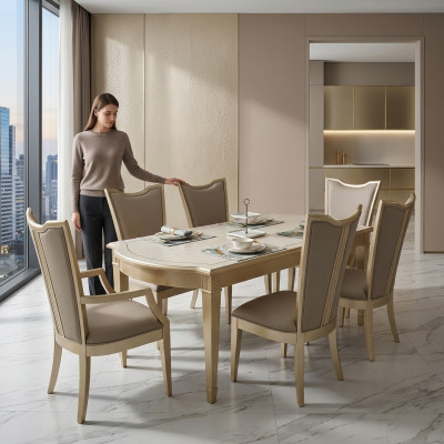 Conception de meubles de salle à manger de luxe en bois Table de salle à manger Tables de meuble de salle à manger Hôtel Table 180x90