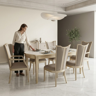 Ensemble de salle à manger Chaises modernes Table Tables 7 pièces. Table à manger 6 x Chaises Ensemble de salle à manger