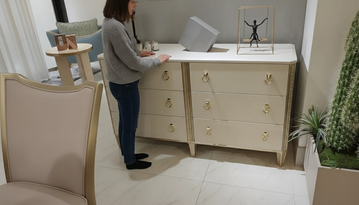 Commode 160 cm Commode Mobilier de chambre Pieds en bois Multifonctionnel Moderne