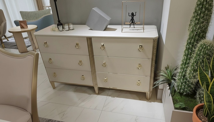 Commode 160 cm Commode Mobilier de chambre Pieds en bois Multifonctionnel Moderne