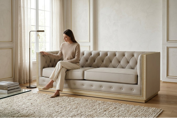 Chesterfield Canapé de salon Canapés italiens Canapé 3 places 220 cm Rembourrage