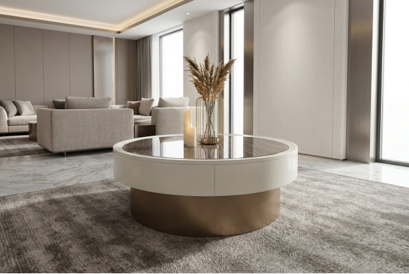 Design Métal Bois Or Canapé Tables de Salon Table Basse Ronde Table d'Appoint