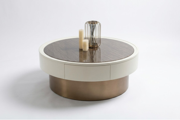 Design Métal Bois Or Canapé Tables de Salon Table Basse Ronde Table d'Appoint